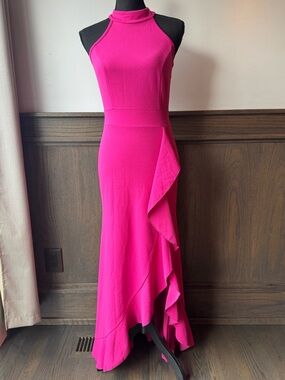 Woosea Pink Halter Ruffle Maxi Dress NWOT small